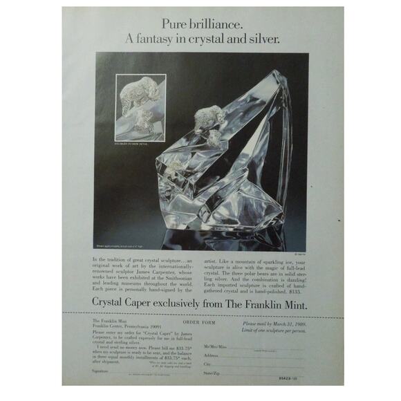 The Franklin Mint James Carpenter Crystal Caper Sterling Polar Bear Iceberg 1987 - Picture 16 of 16